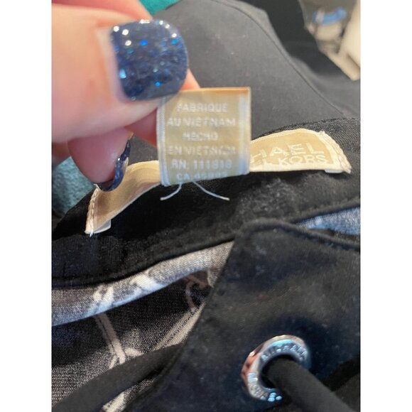 Michael by Michael Kors Navy Geometric Design Lace-Up Neck Blouse Sz S - Picture 9 of 10